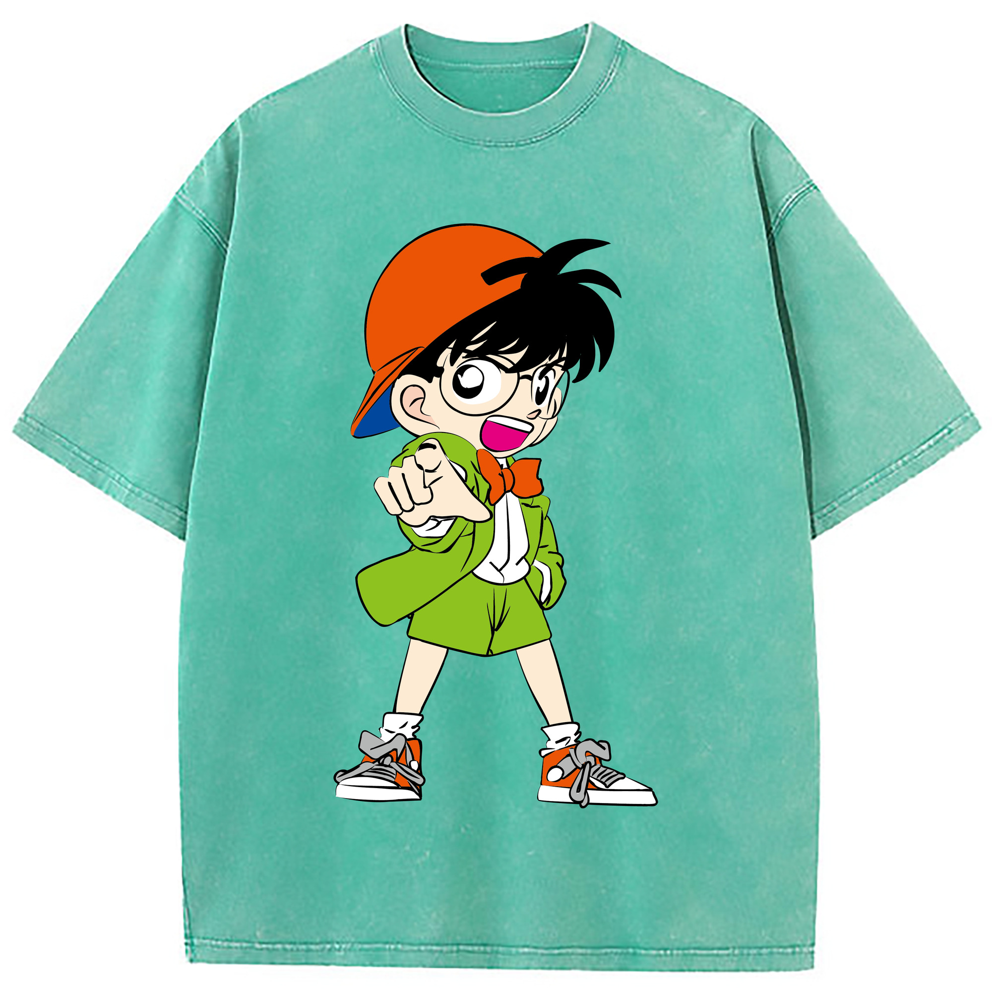 （画像用） 名探偵コナン 江戸川 コナン Detective Conan Conan Edogawa 綿100% ヴィンテージ風 半袖Tシャツ（フロントプリント）